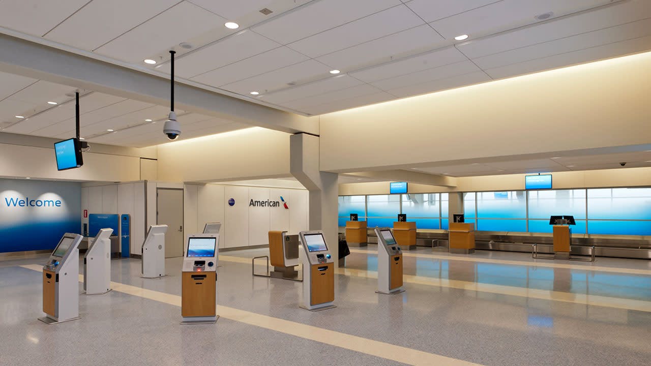 American Airline's waiting area in an airport
