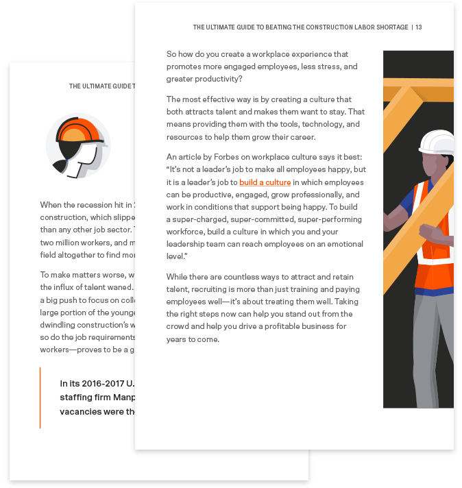Interior pages of The Ultimate Guide to Beating the Construction Labor Shortage Ebook