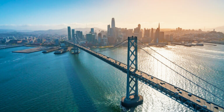 Aerial view of the Bay Bridge in San Francisco, California
