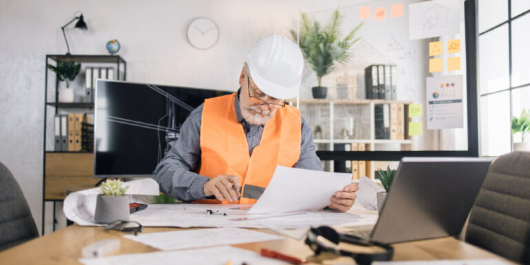 Photo of contractor inside signing paperwork