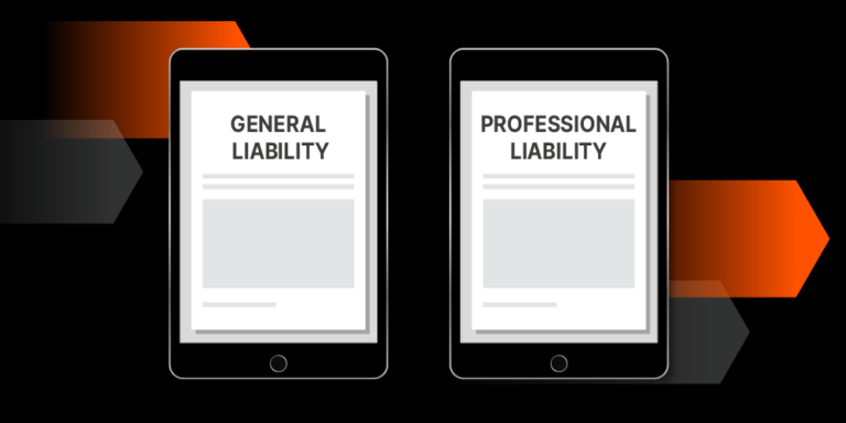 Illustration of general liability and professional liability insurance documents