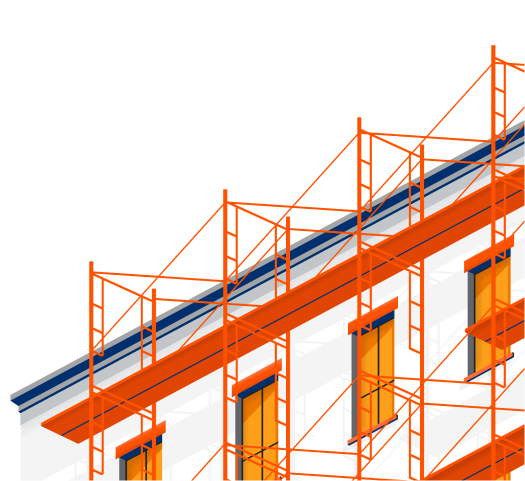 Illustration of scaffolding on a building