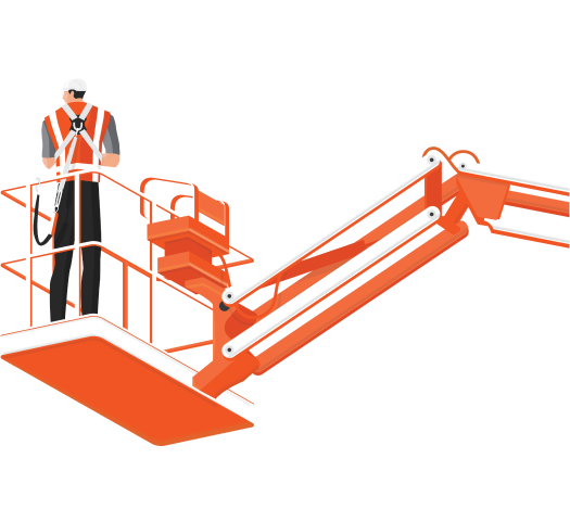 Illustration of worker on a cherry picker