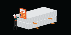 Illustration of drywall and a calulator