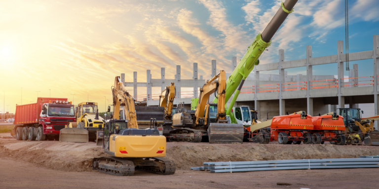 Photo of equipment and construction machines on a project site