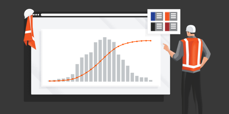 Illustration of an s-curve model for construction with a construction worker