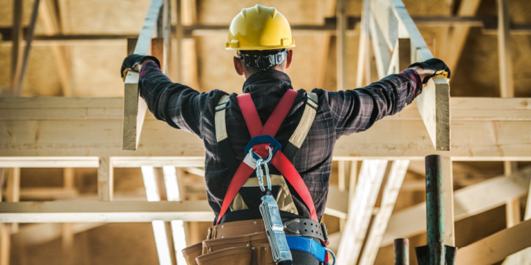 A subcontractor in PPE on the jobsite.