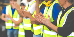 Photo of construction union workers clapping