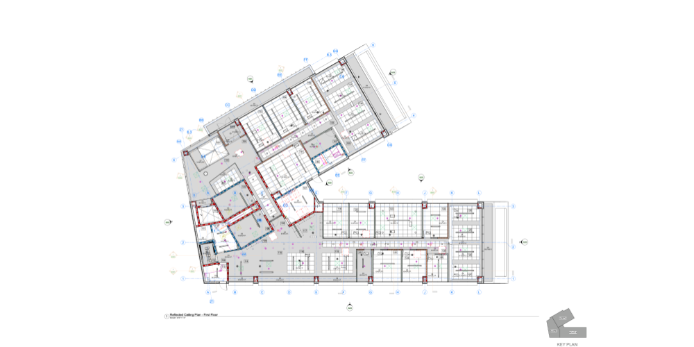 Model of a reflected ceiling plan (RCP) construction drawing 