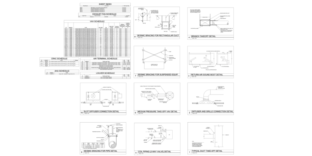 Model of construction schedule attached to a series of drawings.