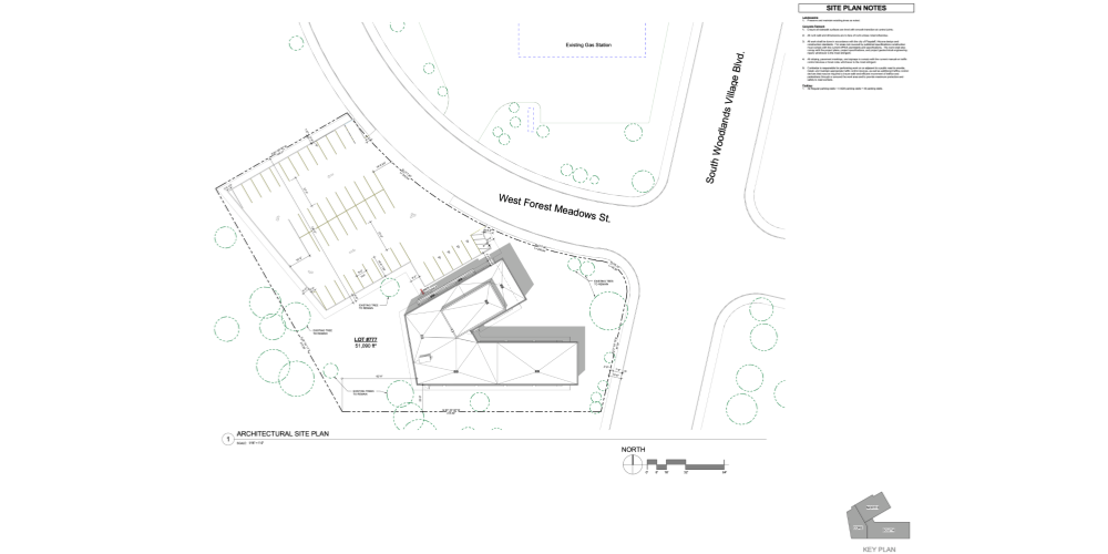 Model site plan construction drawing.