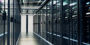 Photo of the inside of a data center server room