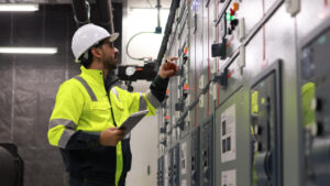 MEP contractor at work inside a data center