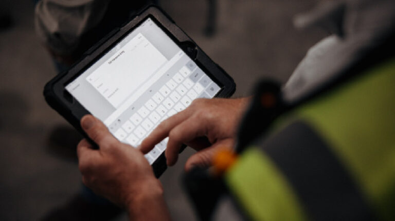 Tablet being used on a construction site