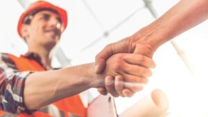 Contractor shaking hands
