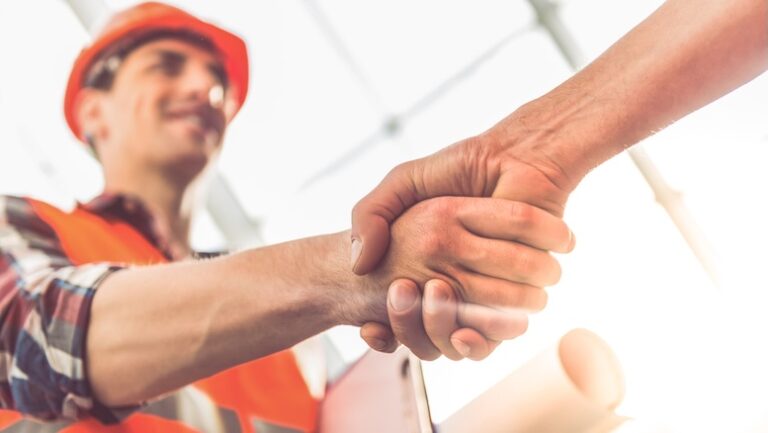 Contractor shaking hands