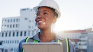 Photo of construction worker smiling