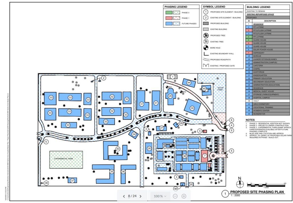 EMI's Proposed Site Phasing Plan for the Holy Cross Hospital project in West Africa.