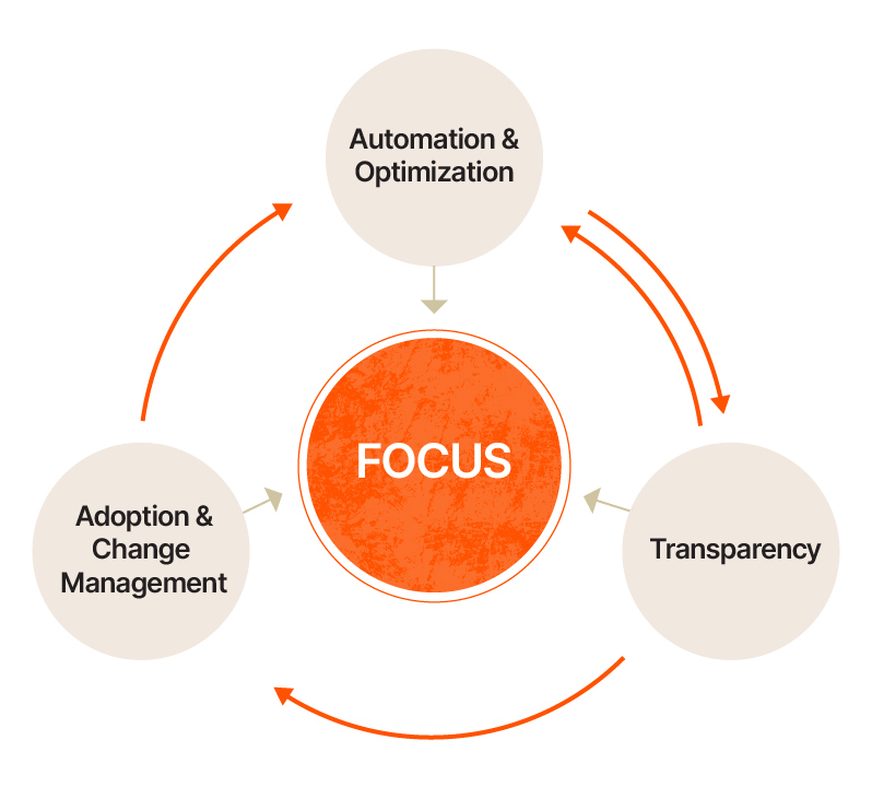 Chart showing the cycle of an implementation strategy