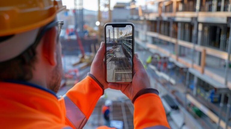 Trade contractor capturing visual data via phone on a jobsite