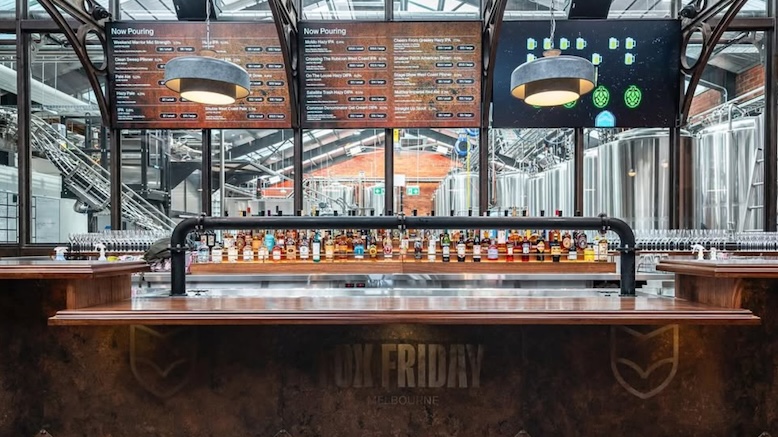 The bar built by Jointly at the Fox Friday brewery in Melbourne.