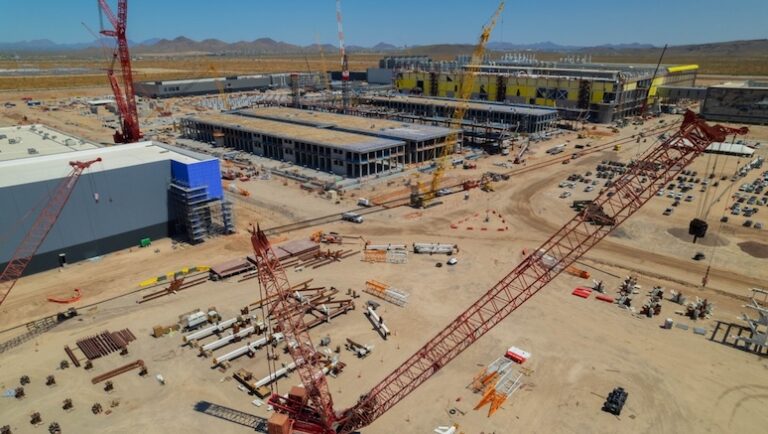 Aerial photo of a manufacturing facility under construction
