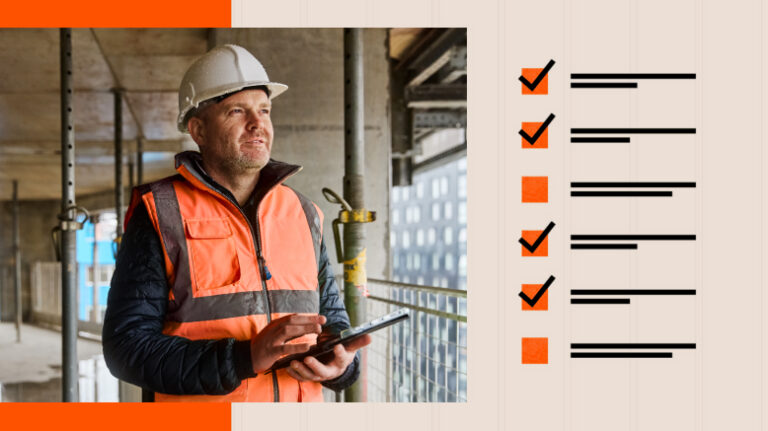 Asset management checklist illustration with photo of project manager